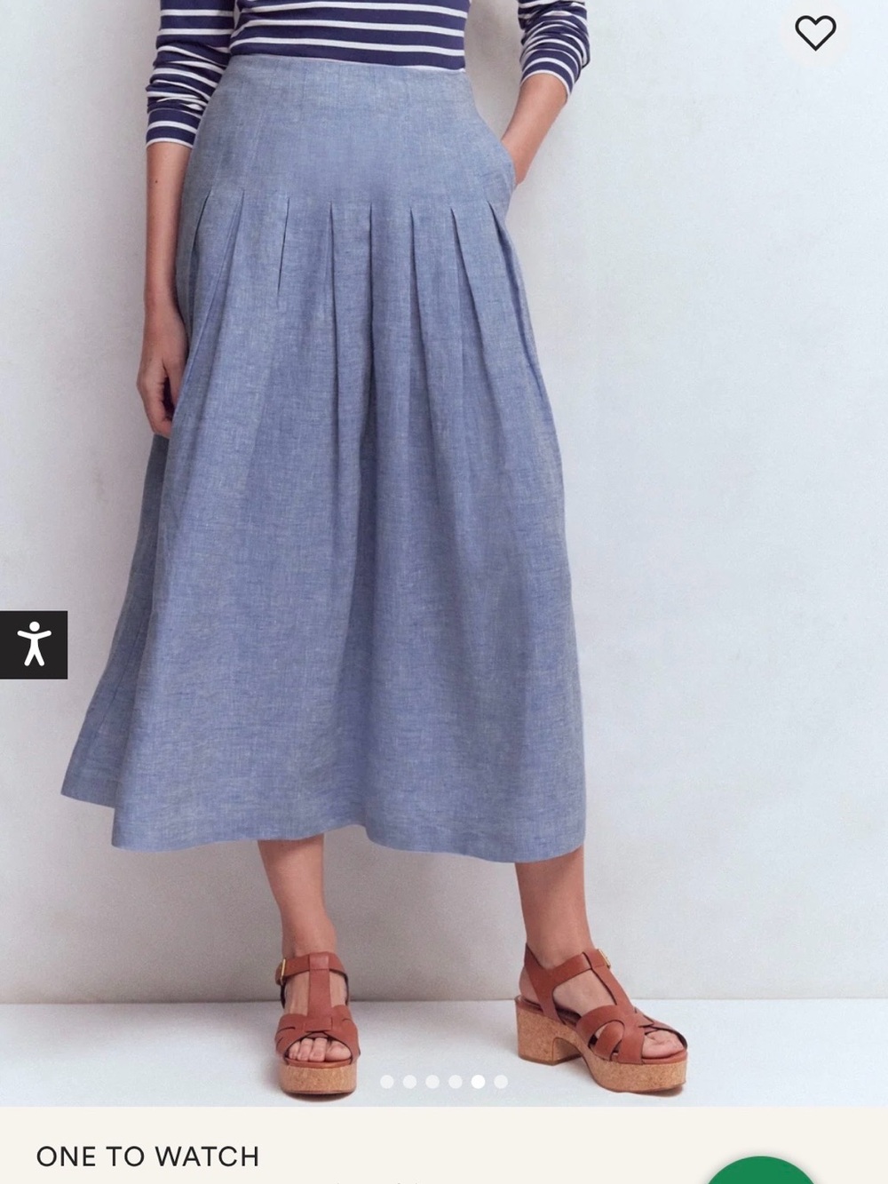 Boden Blue Pleated Maxi Skirt - Picture 2 of 8